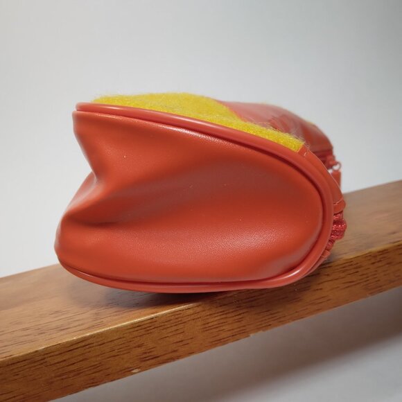 New Vintage Retro Clinique Orange and Yellow PVC/Felt Cosmetic Makeup Bag NWOT - Picture 5 of 10